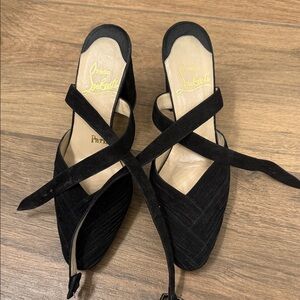 Christian Louboutin Black and Beige Heels